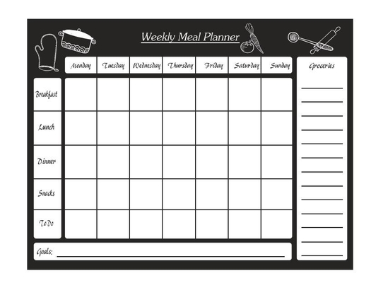 Trockenes Löschen-magnetischer wöchentlicher Mahlzeit-Planer-Kalender für Kühlschrank