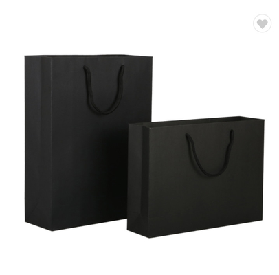 ODM Matte Lamination Paper Bag Packaging kundenspezifischer Logo Black Shopping Bag