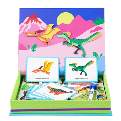 Kindermagnetische Puzzle-Dinosaurier-Buch-Spiel-Kasten-Spielwaren für Kindergarten