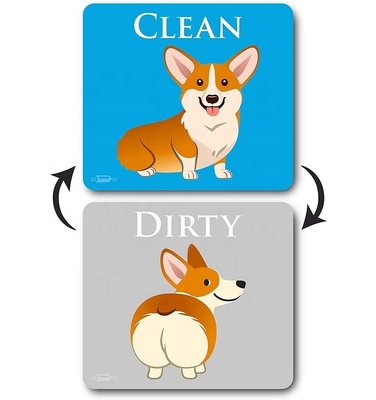 umschaltbare Karikatur-tierische schmutzige saubere Magnet-Spülmaschinen-schmutziges Zeichen für Küche